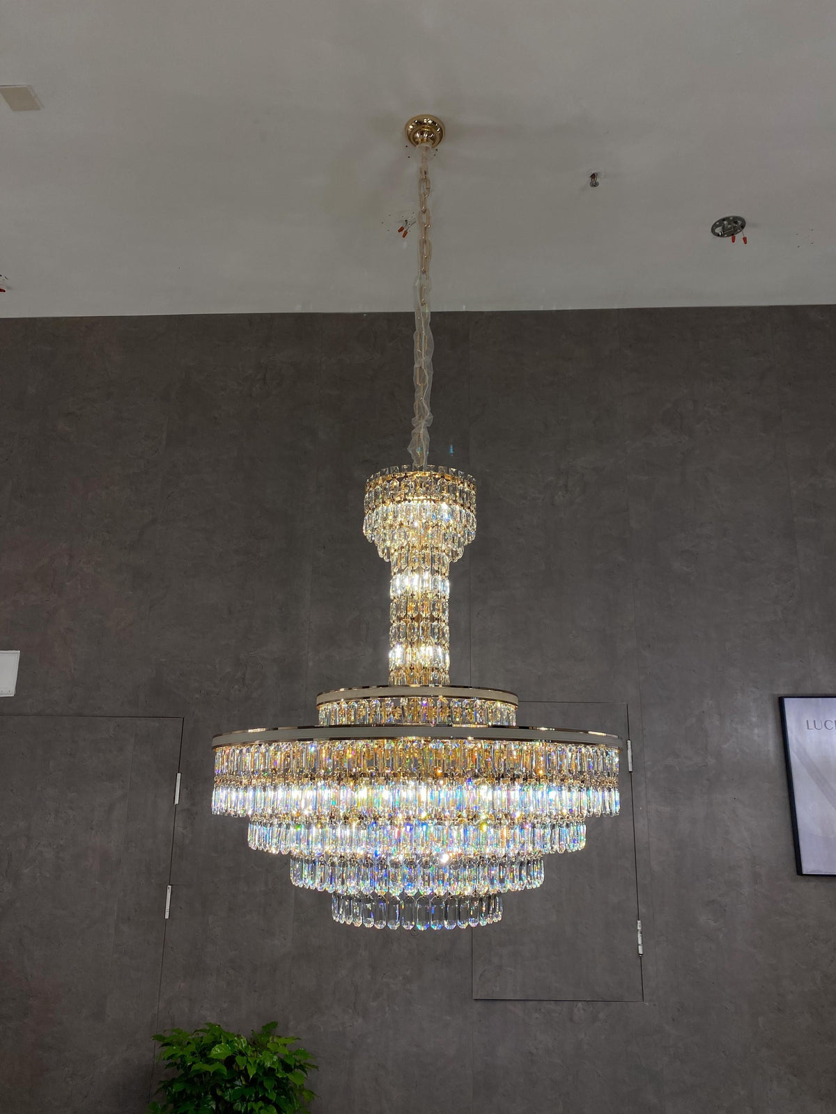 Luxury Multi-Tier Round Honeycomb Crystal Chandelier with Stainless Steel Finish for Foyer Living Room