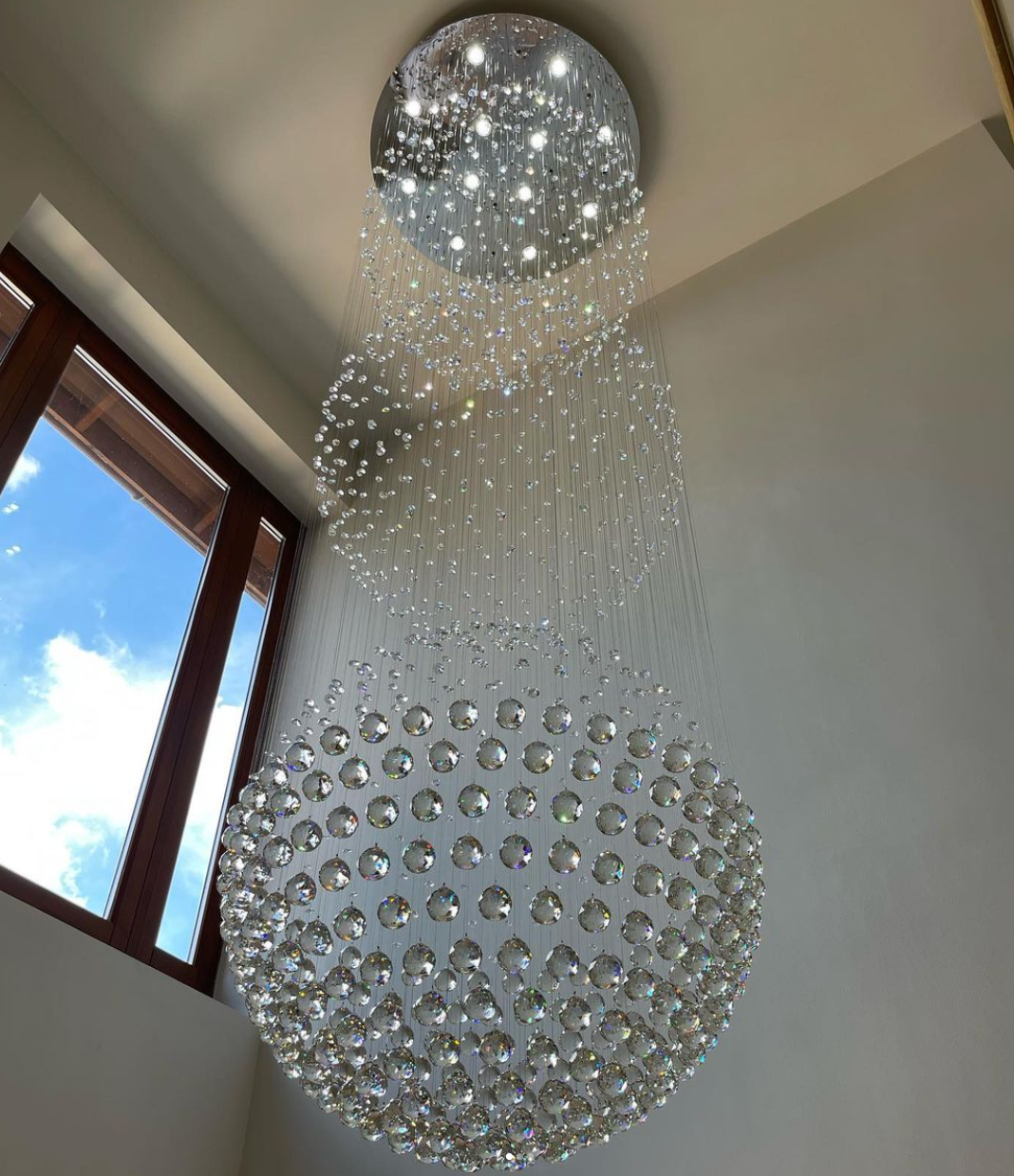 Extra Large Modern Three Balls Ceiling Crystal Chandelier for Staircase / big-Foyer, Living Room