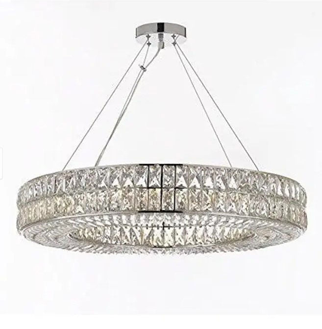 Decorative Crystal Ring Pendant Chandelier for Living Room Luxury Round Hanging Light in Gold Finish