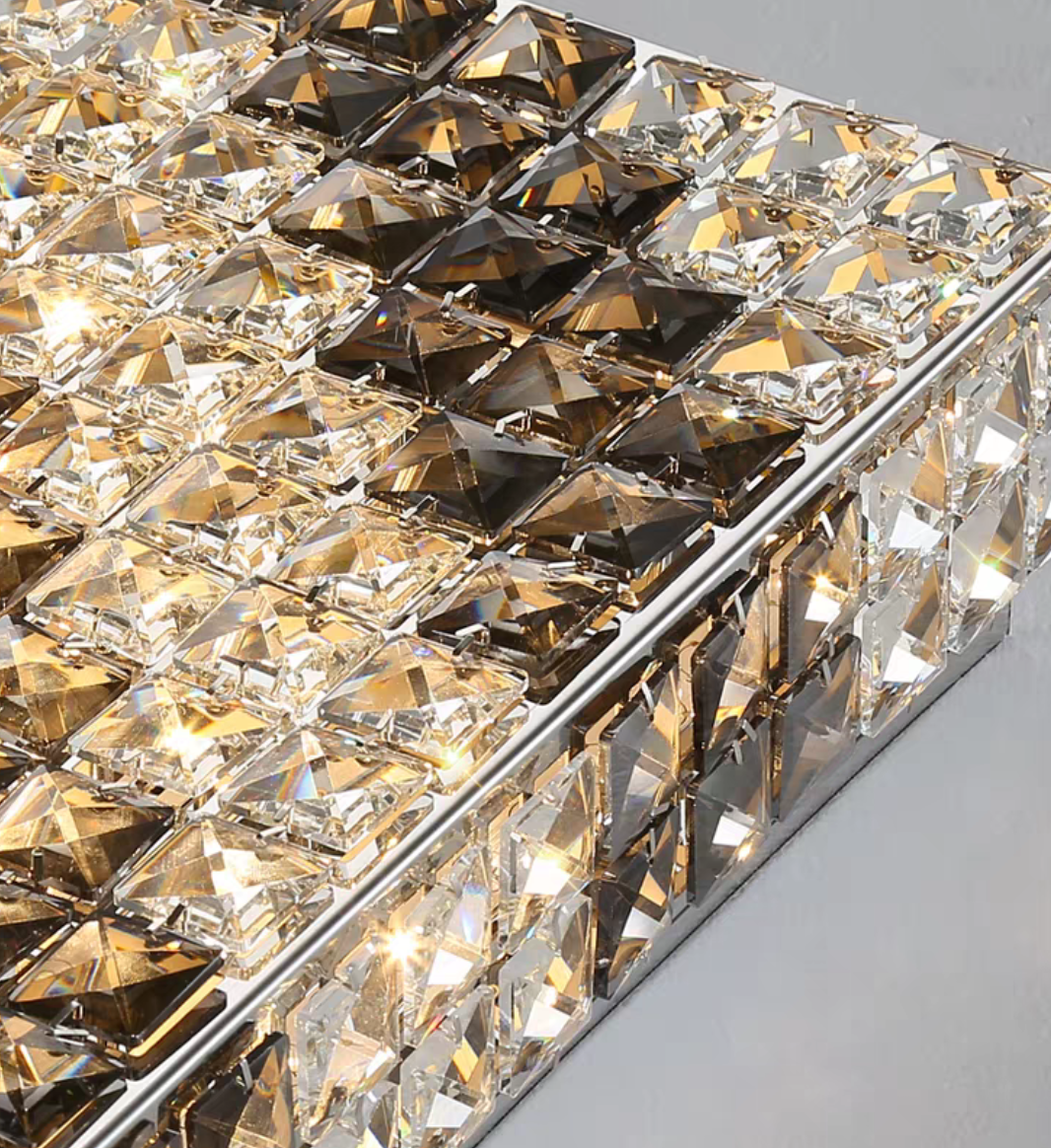 Luxury Modern Square and Rectangle Stripes Crystal Flush Mount Pendant Chandelier for Living Room / bedroom /