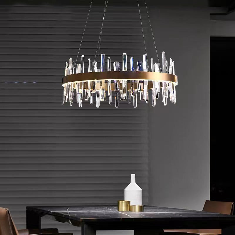 Modern Round K9 Crystal Chandelier with Stainless Steel Finish