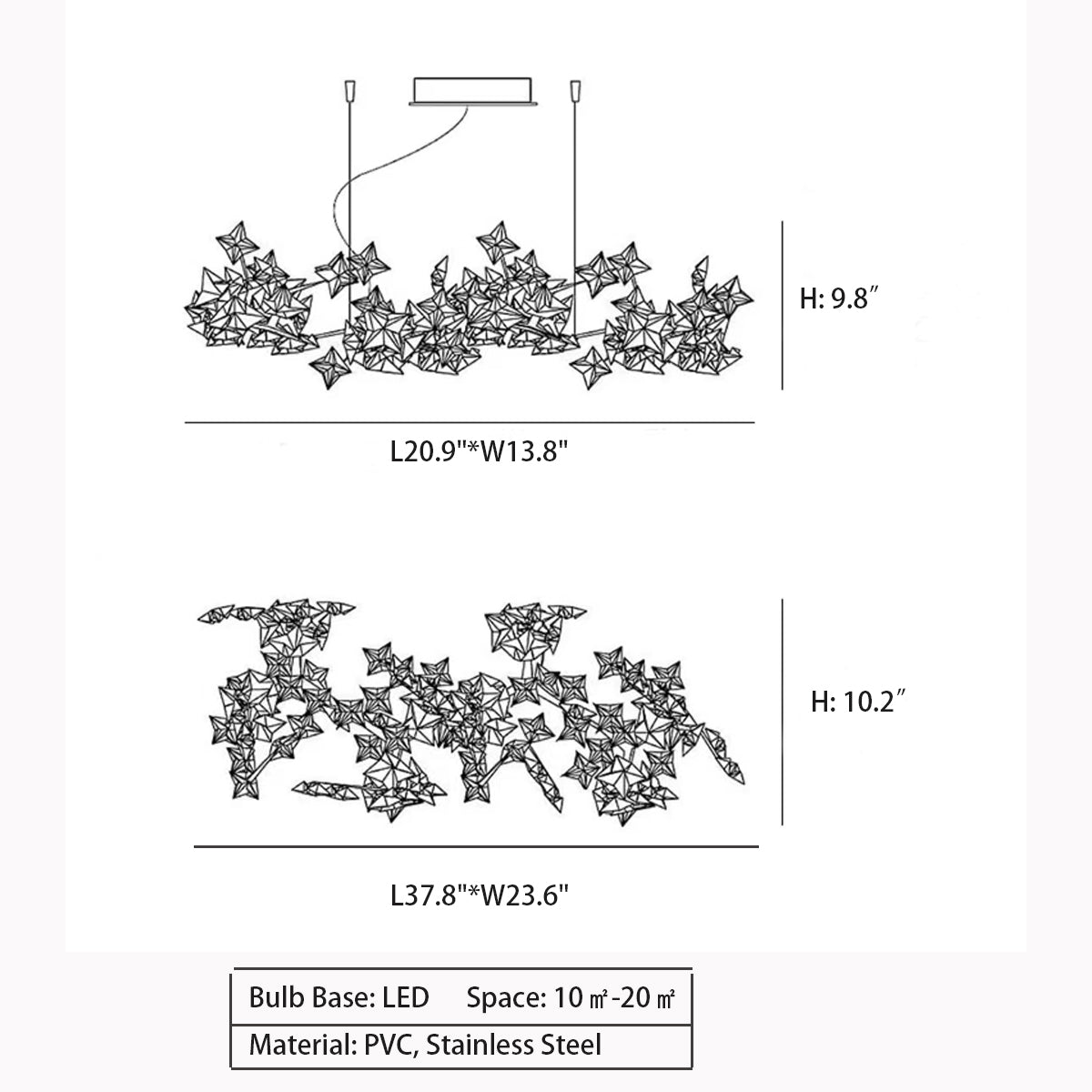 Italian Art Star Cluster Suspension Pendant Chandelier for Kitchen Island / living / dining Room