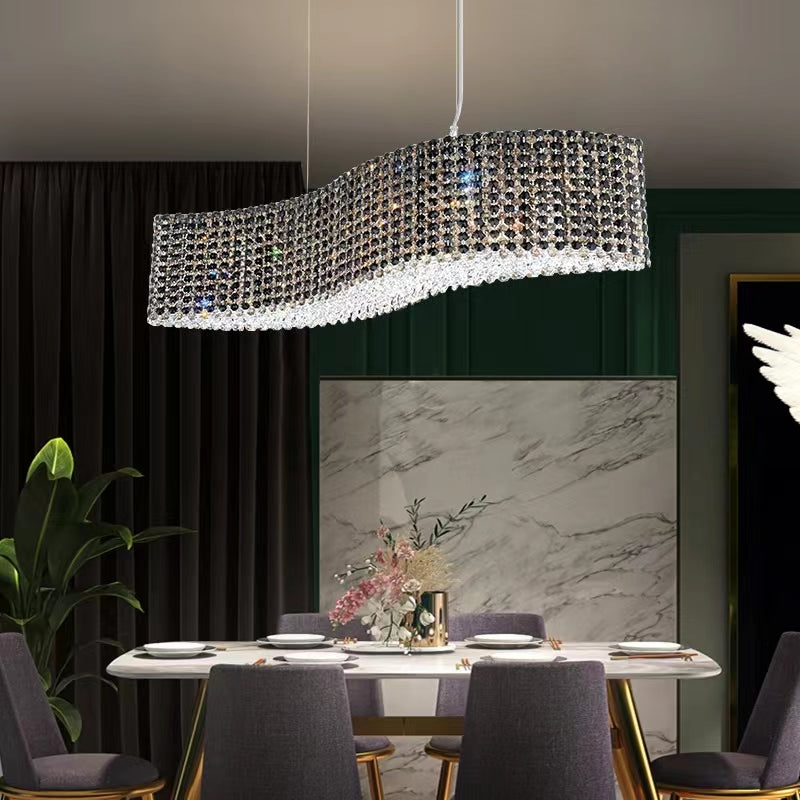Oversized Luxury Curvilinear Crystal Pendant Chandelier for Dining Room / kitchen Island / living Room