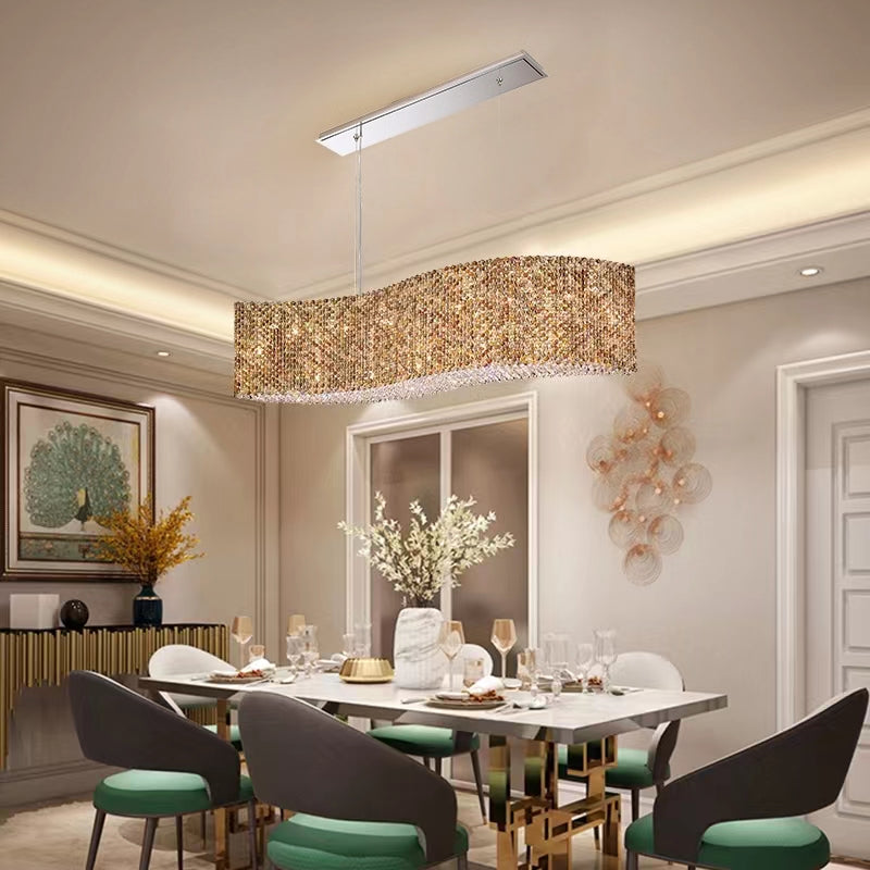 Oversized Luxury Curvilinear Crystal Pendant Chandelier for Dining Room / kitchen Island / living Room