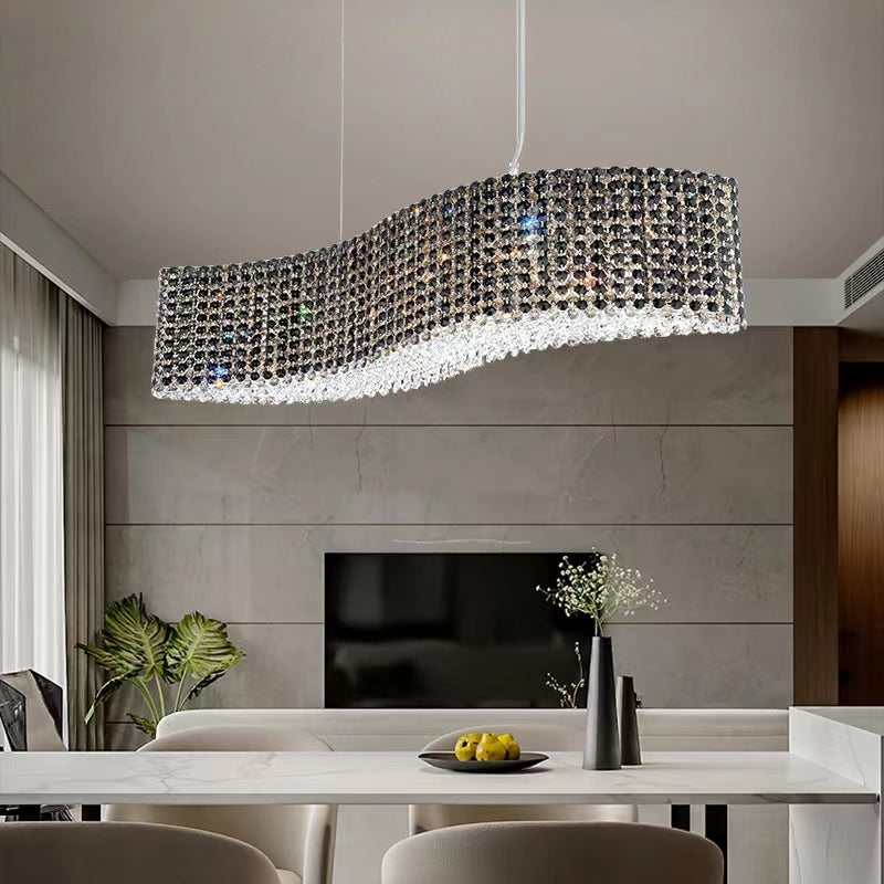 Oversized Luxury Curvilinear Crystal Pendant Chandelier for Dining Room / kitchen Island / living Room
