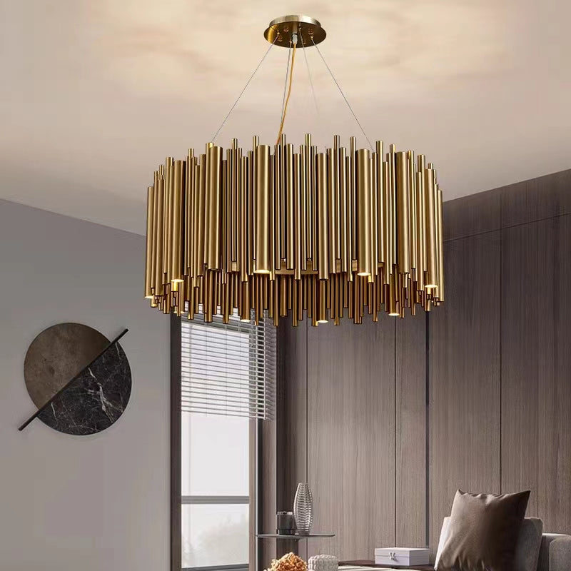 Modern Classic Round Fashion Gold Tube Pendant Chandelier for Living / dining Room