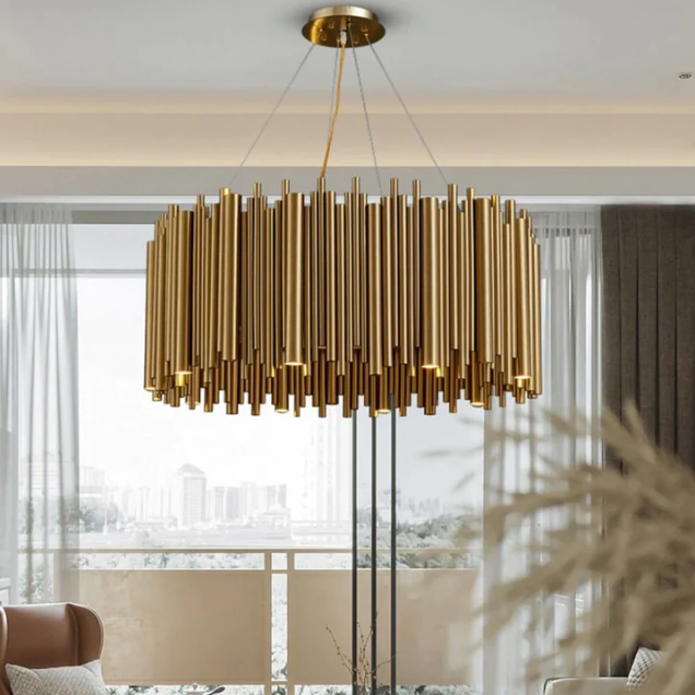 Modern Classic Round Fashion Gold Tube Pendant Chandelier for Living / dining Room