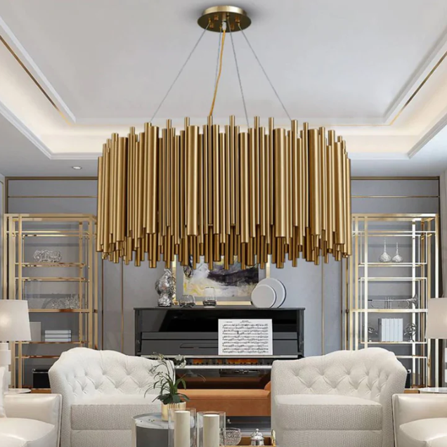 Modern Classic Round Fashion Gold Tube Pendant Chandelier for Living / dining Room
