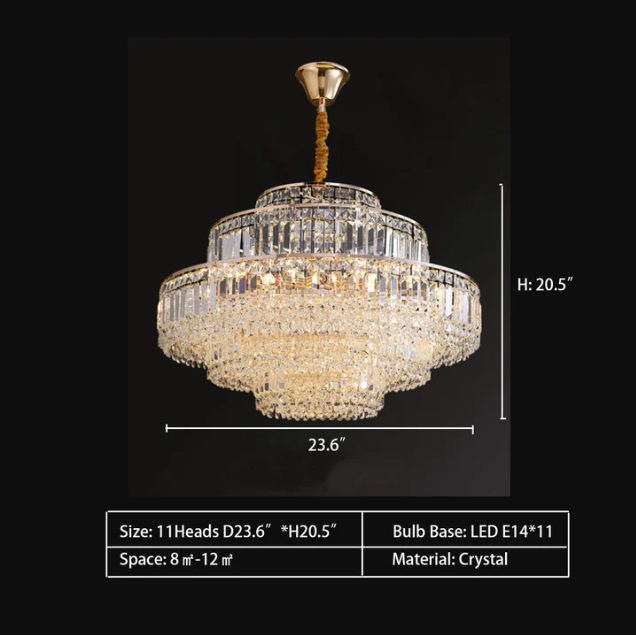 Modern Light Luxury Multi-Tier Diamond Crystal Rod Pendant Chandelier for Living / dining Room