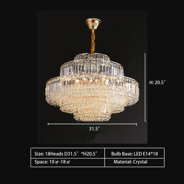 Modern Light Luxury Multi-Tier Diamond Crystal Rod Pendant Chandelier for Living / dining Room
