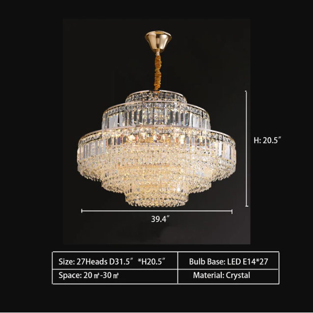 Modern Light Luxury Multi-Tier Diamond Crystal Rod Pendant Chandelier for Living / dining Room