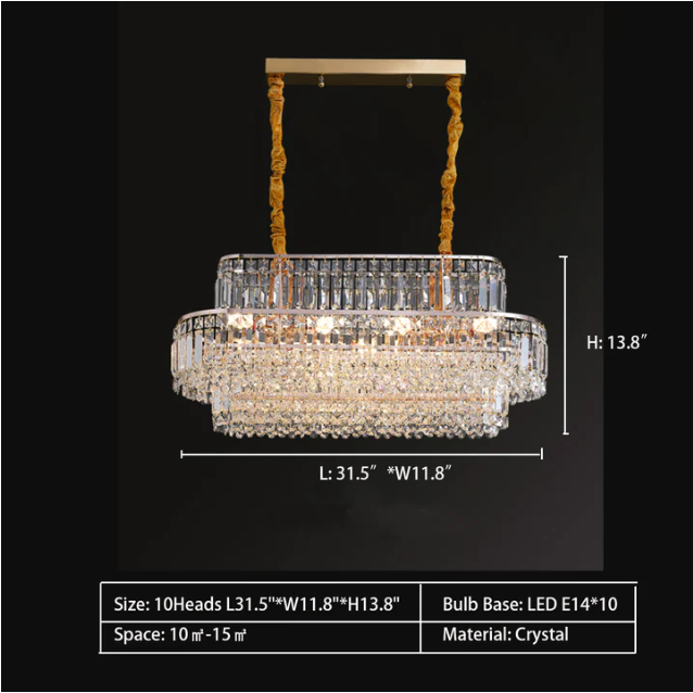 Modern Light Luxury Multi-Tier Diamond Crystal Rod Pendant Chandelier for Living / dining Room