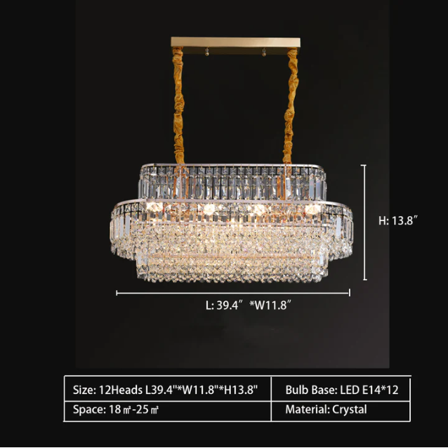 Modern Light Luxury Multi-Tier Diamond Crystal Rod Pendant Chandelier for Living / dining Room