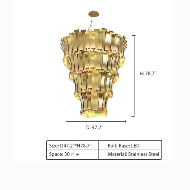 Oversized Art Tapering Tiered Luxury Gold Chandelier for Living Room / high-Ceiling Room