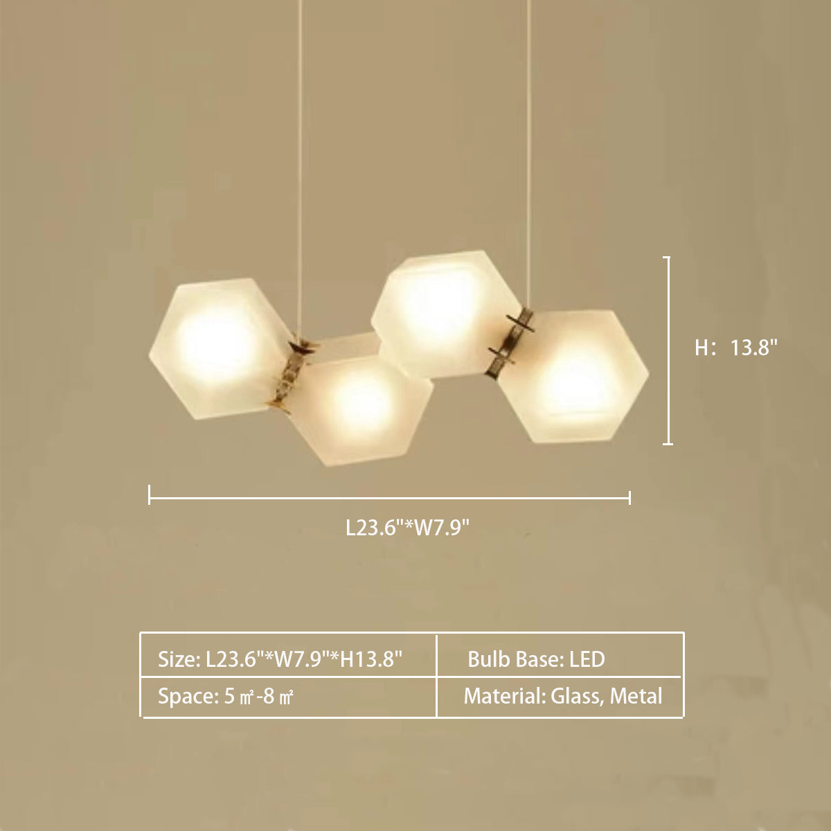 Modern Glass and Metal Multi-Facet Diamond Cluster Chandelier for Dining Room and Kitchen Island
