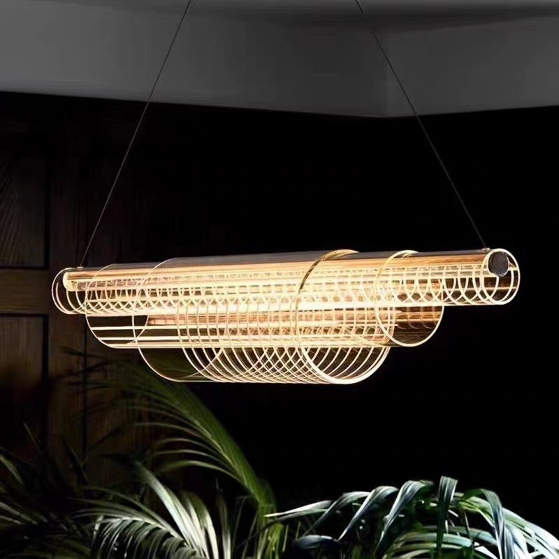 Oversized Nordic 3-Tier Cylinder Pendant Light with Acrylic and Iron Finish for Dining