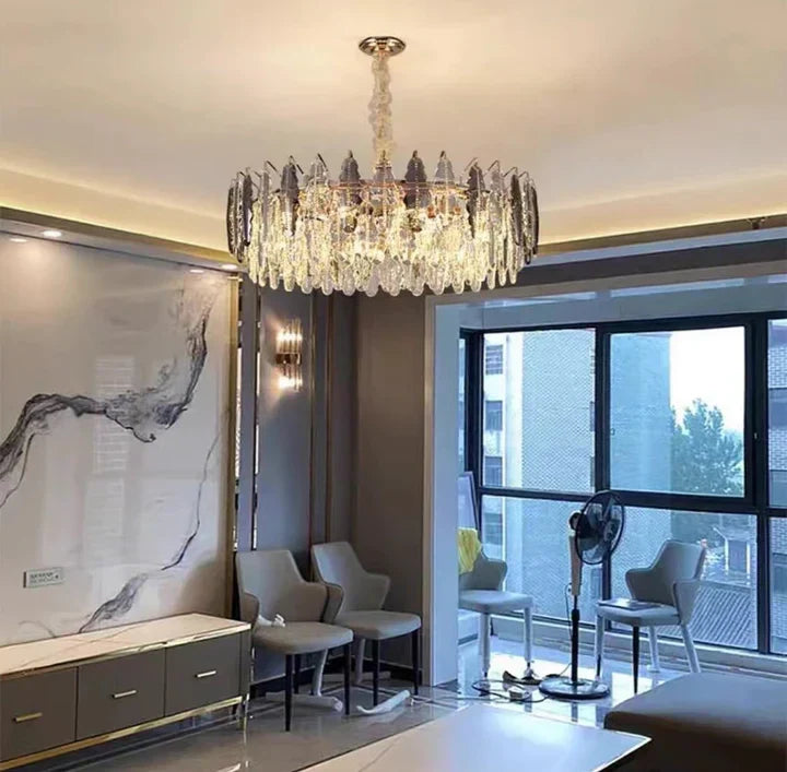 Modern Minimalist Art Designer Light Luxury Round Crystal Chandelier for Dining / Living Room