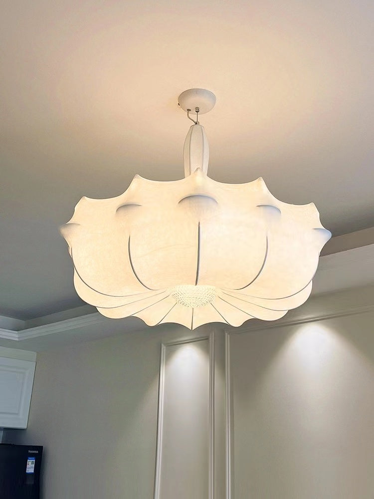 Alien Cloud French Cream Silk Pendant Chandelier with Polygonal Shape and High-Quality Finish for Living Room