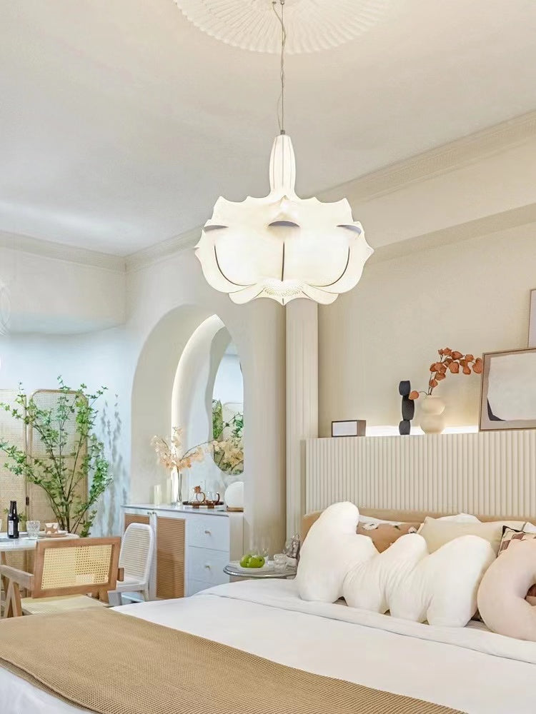 Alien Cloud French Cream Silk Pendant Chandelier with Polygonal Shape and High-Quality Finish for Living Room