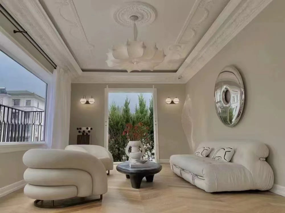 Alien Cloud French Cream Silk Pendant Chandelier with Polygonal Shape and High-Quality Finish for Living Room