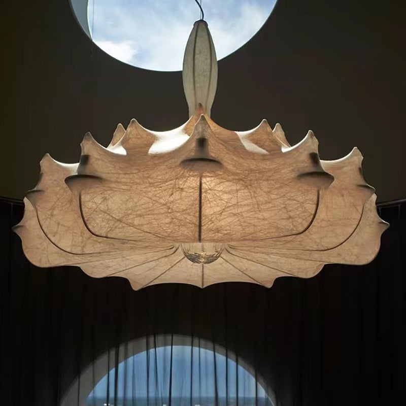 Alien Cloud French Cream Silk Pendant Chandelier with Polygonal Shape and High-Quality Finish for Living Room