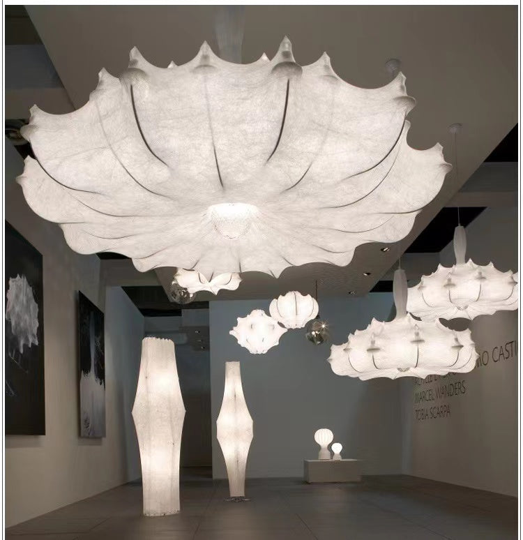 Alien Cloud French Cream Silk Pendant Chandelier with Polygonal Shape and High-Quality Finish for Living Room
