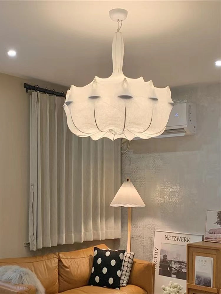 Alien Cloud French Cream Silk Pendant Chandelier with Polygonal Shape and High-Quality Finish for Living Room