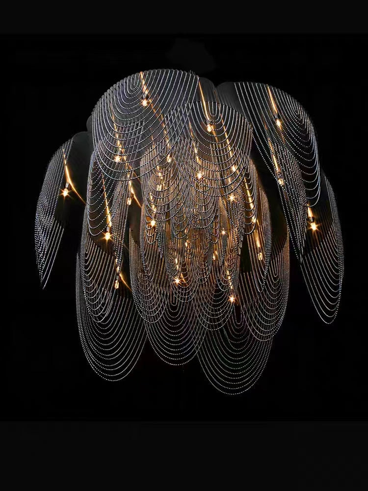 Post-Modern Multi-Tier Stainless Steel Flower Pendant Chandelier with Iron Finish for Living, Dining, Bedroom
