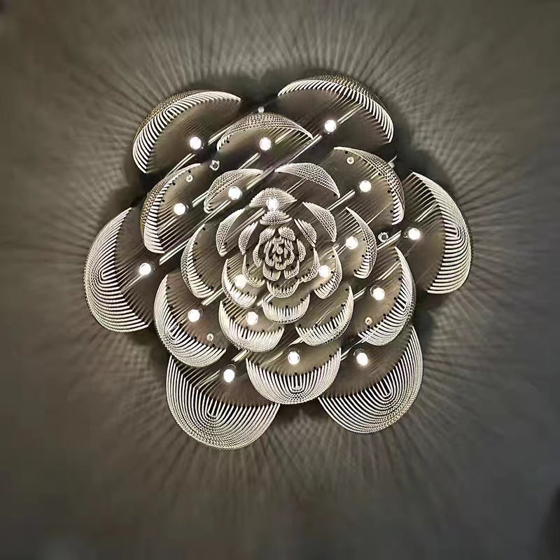 Post-Modern Multi-Tier Stainless Steel Flower Pendant Chandelier with Iron Finish for Living, Dining, Bedroom