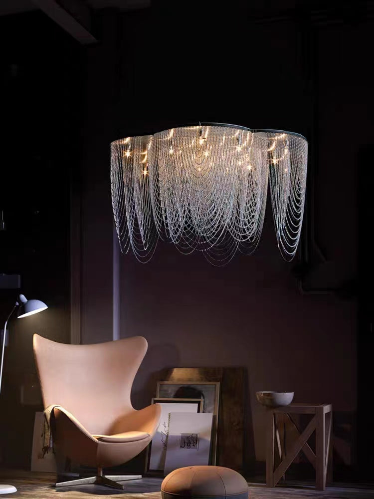 Post-Modern Multi-Tier Stainless Steel Flower Pendant Chandelier with Iron Finish for Living, Dining, Bedroom