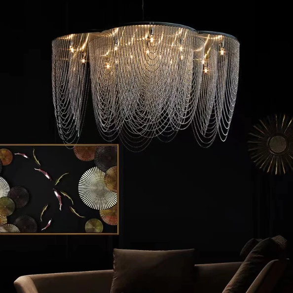 Post-Modern Multi-Tier Stainless Steel Flower Pendant Chandelier with Iron Finish for Living, Dining, Bedroom