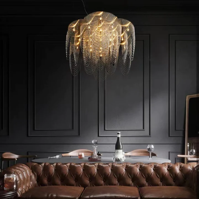 Post-Modern Multi-Tier Stainless Steel Flower Pendant Chandelier with Iron Finish for Living, Dining, Bedroom
