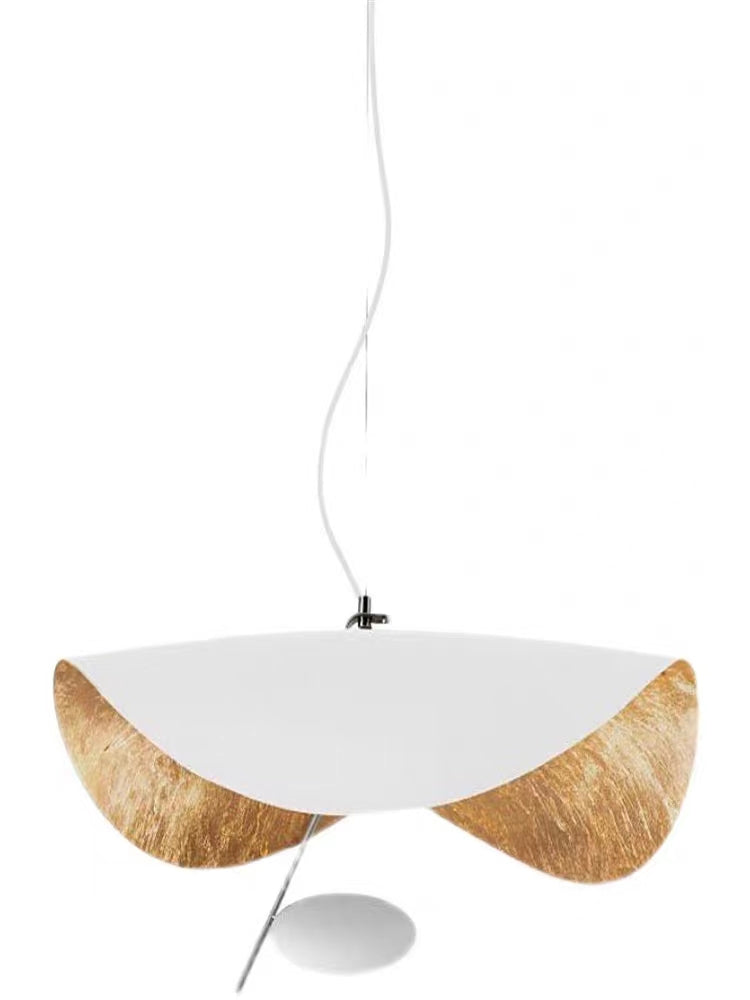 Modern Art Hat-Shaped Gold Leaf Metal Pendant Chandelier for Living and Dining Room