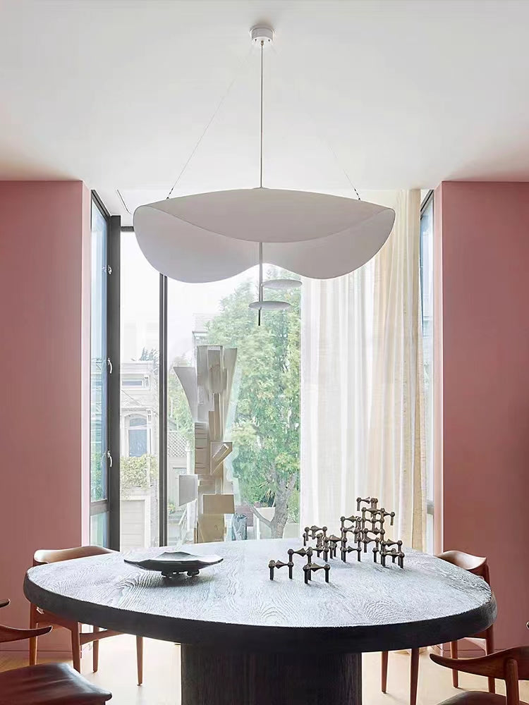 Modern Art Hat-Shaped Gold Leaf Metal Pendant Chandelier for Living and Dining Room