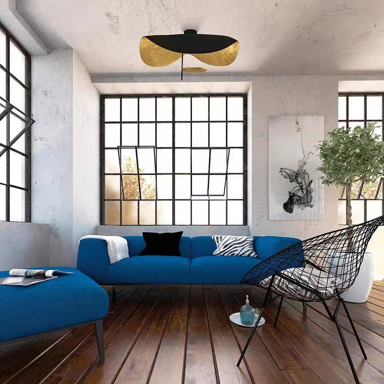 Modern Art Hat-Shaped Gold Leaf Metal Pendant Chandelier for Living and Dining Room