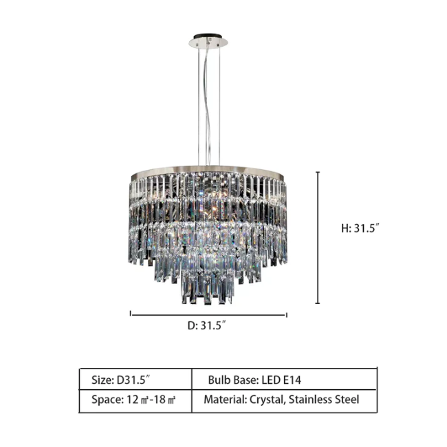 Modern Light Luxury Trendy Layers Crystal Pendant Chandelier for Living Room / bedroom
