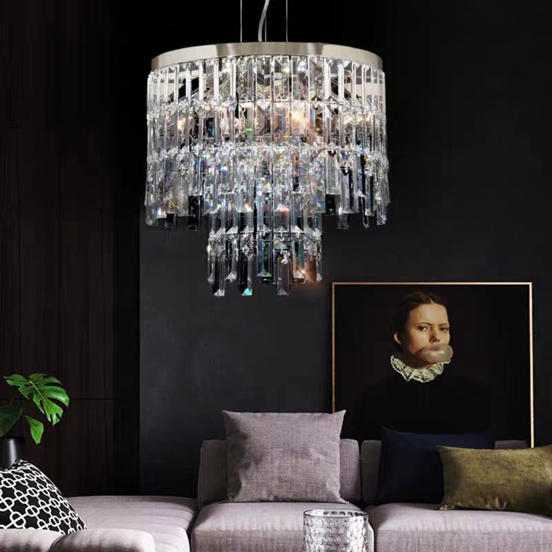 Modern Light Luxury Trendy Layers Crystal Pendant Chandelier for Living Room / bedroom