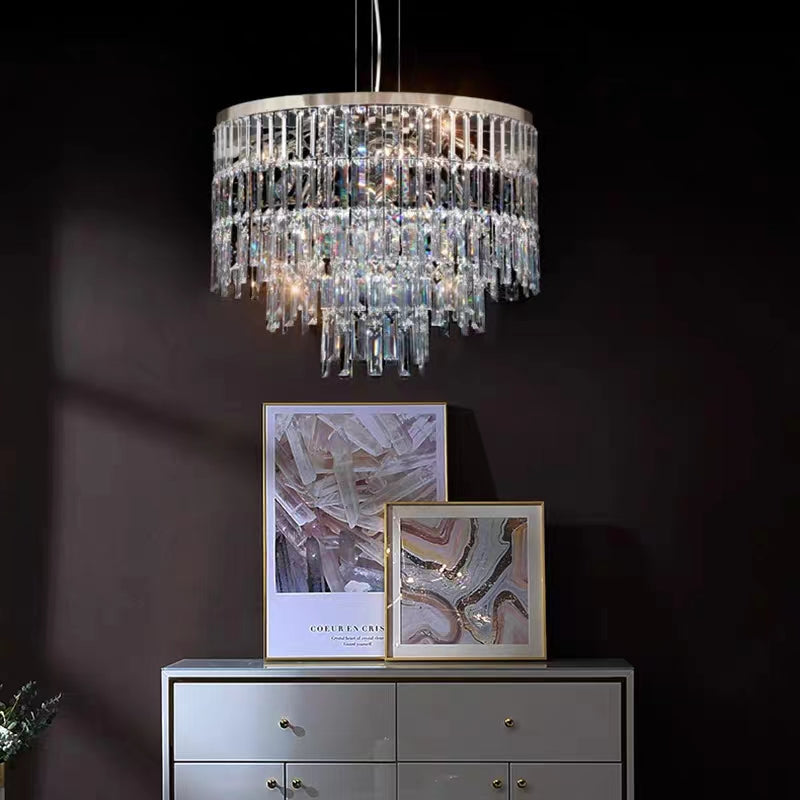 Modern Light Luxury Trendy Layers Crystal Pendant Chandelier for Living Room / bedroom