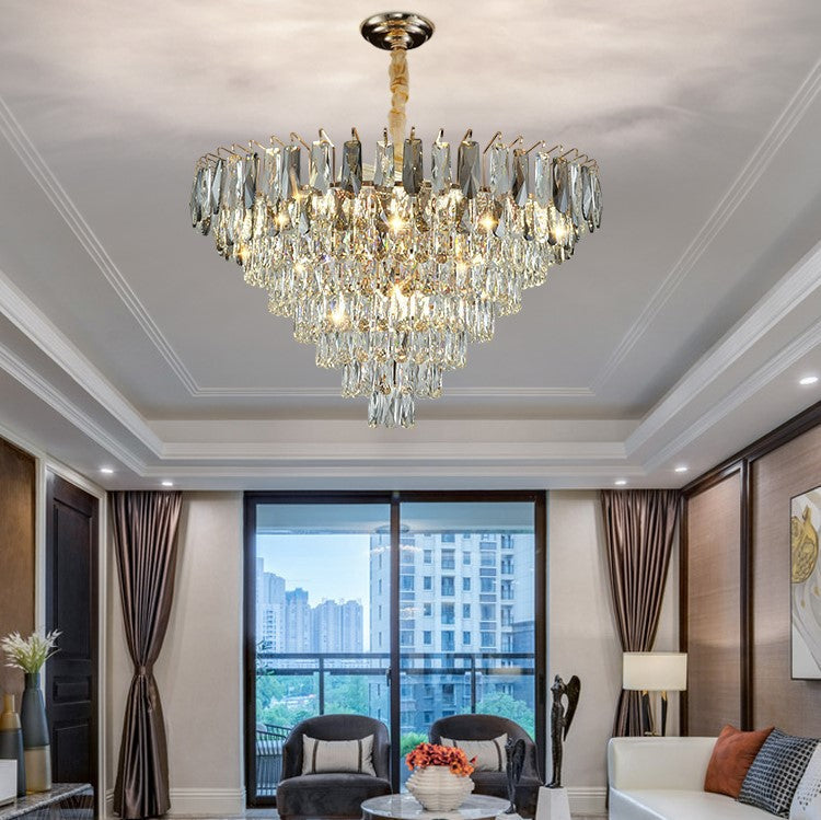 Modern Light Luxury Tiered Crystal Pendant Chandelier for Living / dining Room / bedroom