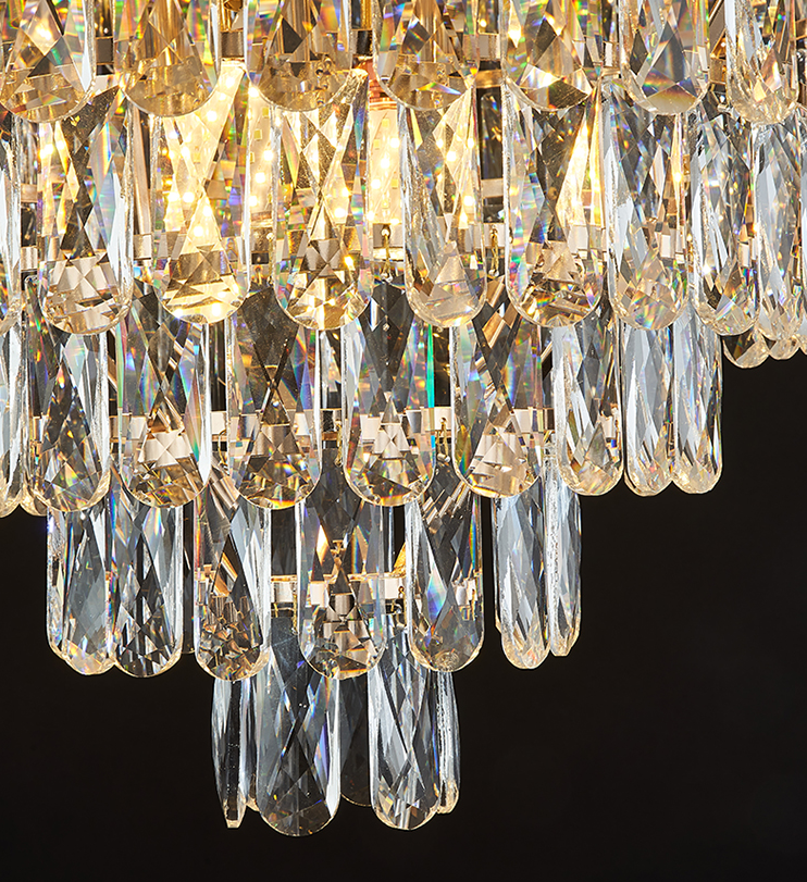 Modern Light Luxury Tiered Crystal Pendant Chandelier for Living / dining Room / bedroom