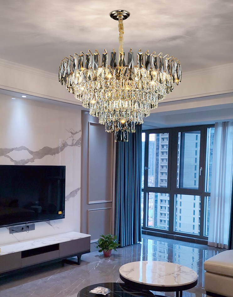 Modern Light Luxury Tiered Crystal Pendant Chandelier for Living / dining Room / bedroom