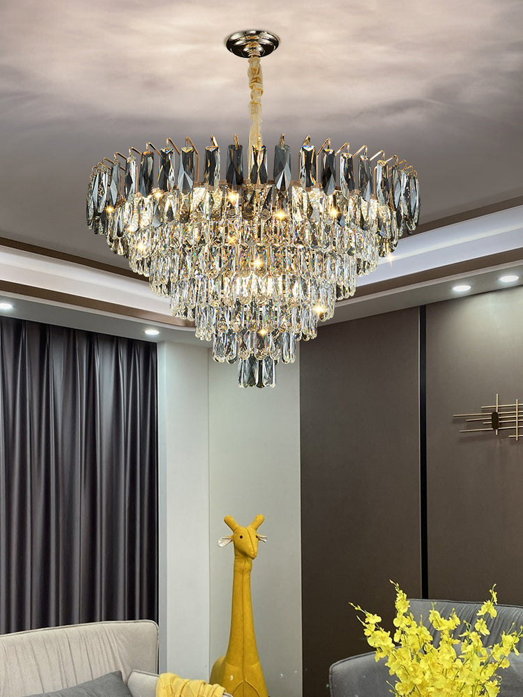 Modern Light Luxury Tiered Crystal Pendant Chandelier for Living / dining Room / bedroom
