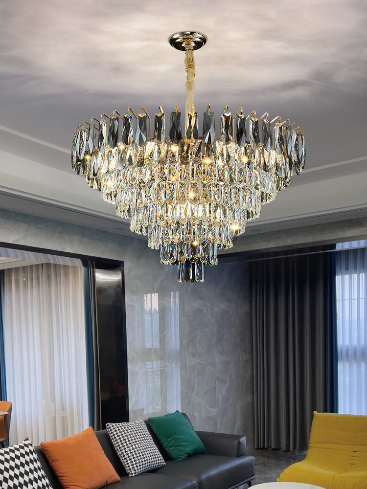 Modern Light Luxury Tiered Crystal Pendant Chandelier for Living / dining Room / bedroom