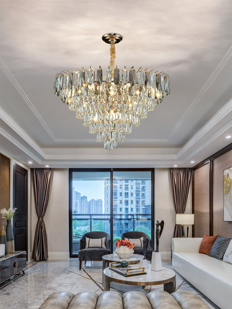 Modern Light Luxury Tiered Crystal Pendant Chandelier for Living / dining Room / bedroom