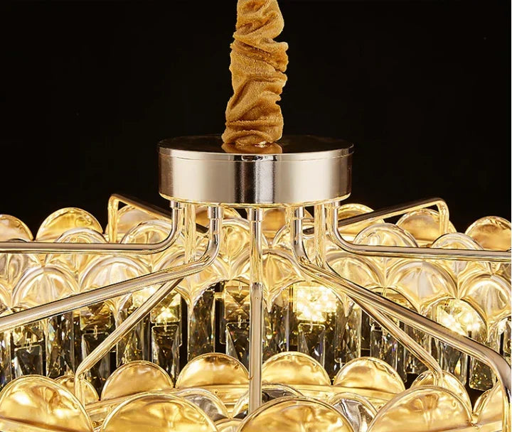 Modern Fish Scale Tiered Crystal Pendant Chandelier Suit for Living Room & Bedroom