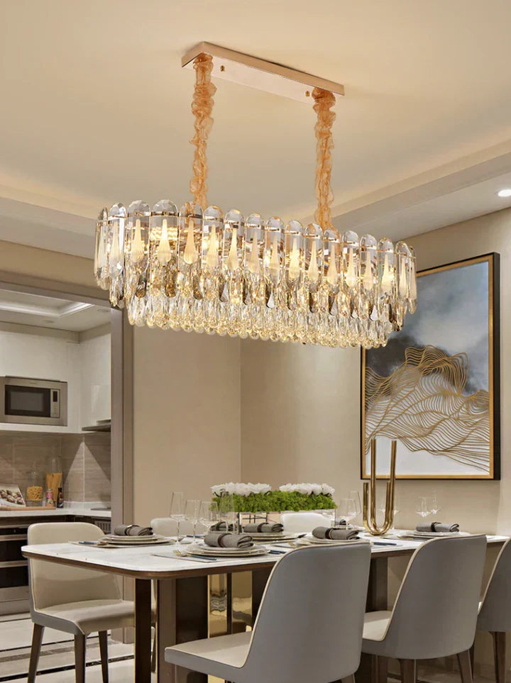 Oversized Transparent Crystal Tiered Chandelier Suit for Living / dining Room / bedroom