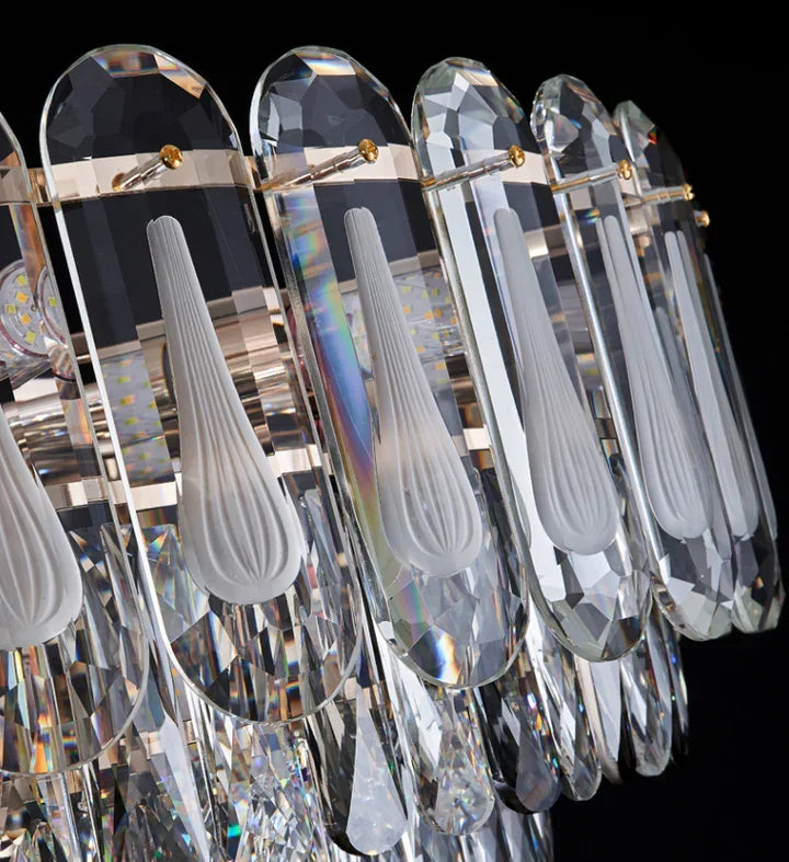 Oversized Transparent Crystal Tiered Chandelier Suit for Living / dining Room / bedroom