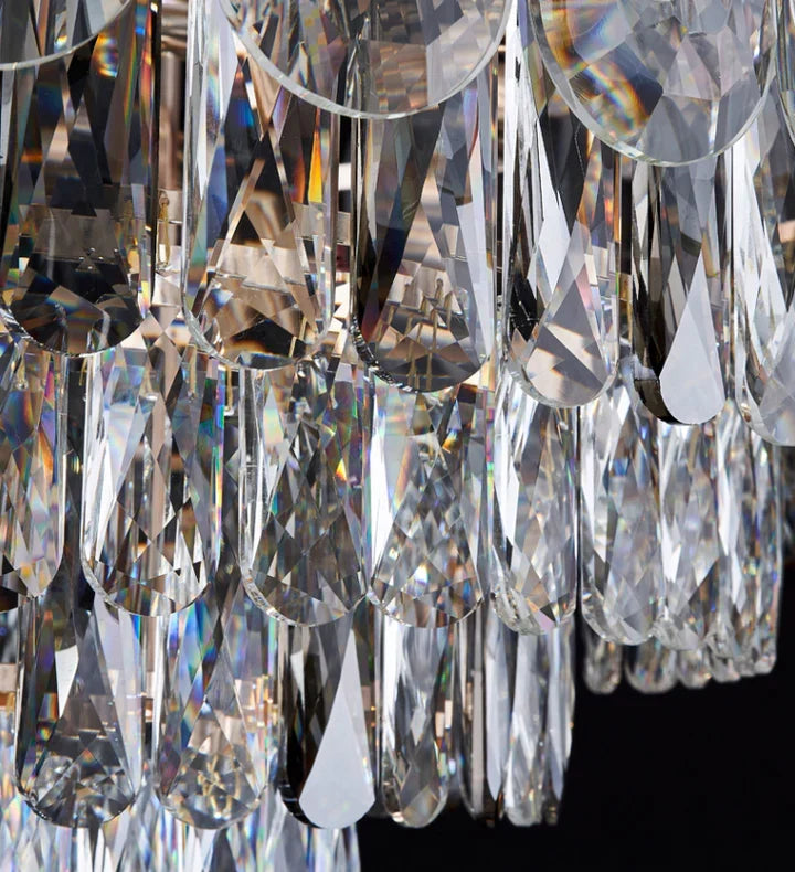 Oversized Transparent Crystal Tiered Chandelier Suit for Living / dining Room / bedroom