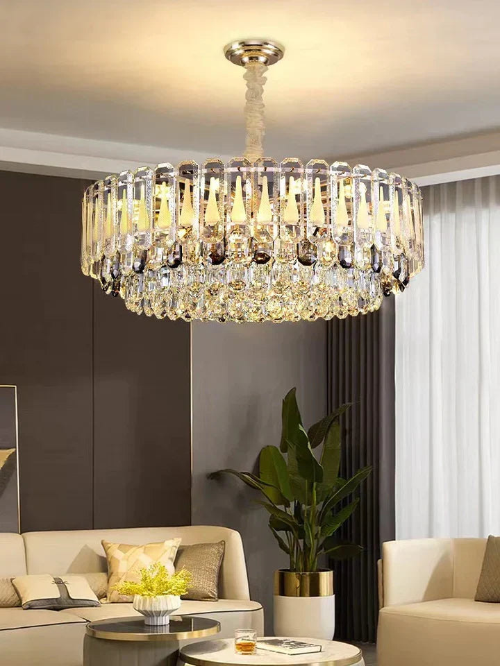 Oversized Transparent Crystal Tiered Chandelier Suit for Living / dining Room / bedroom