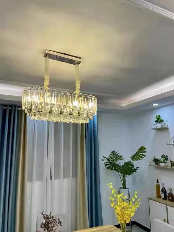 Oversized Transparent Crystal Tiered Chandelier Suit for Living / dining Room / bedroom